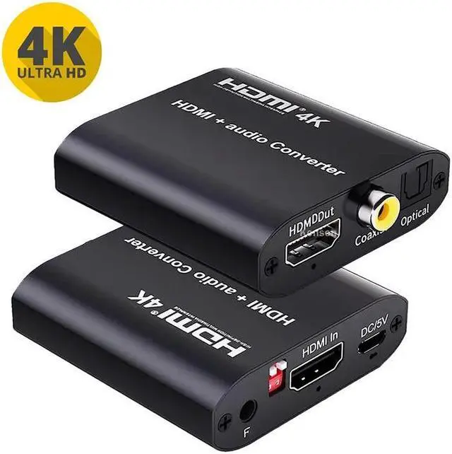 Alt view image 2 of 6 - 4K 30Hz HDMI Audio Extractor Digital/Analog Audio Output HDMI to SPDIF Optical 3.5mm AUX Stereo Audio Converter for PC PS4 Xbox