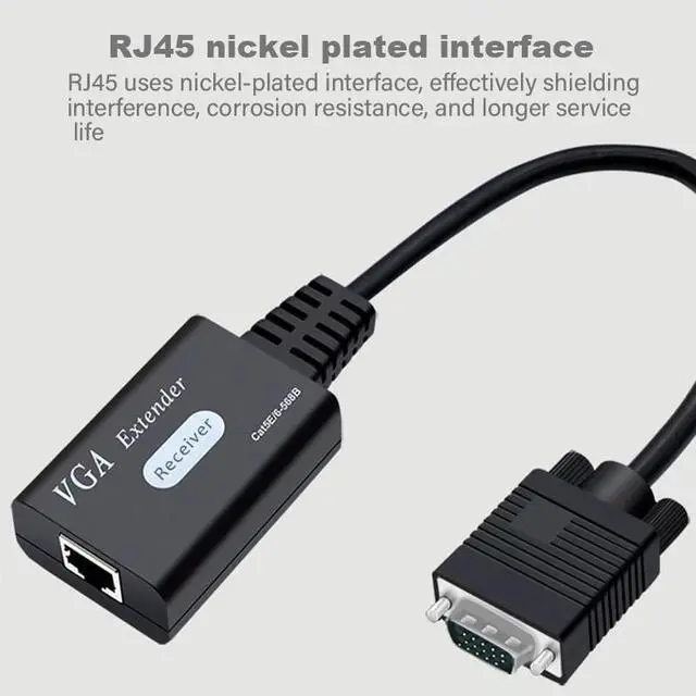 Alt view image 5 of 6 - 60M VGA extender over ethernet cat6/5 cable 30M VGA to RJ45 Extender Receiver Sender Adapter 1080P for DVR Monitor Display HDTV