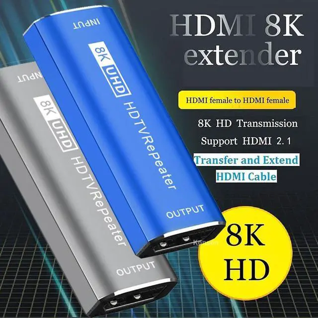 Alt view image 2 of 6 - 8K HDMI Repeater Extender 30M HDMI 2.1 Signal Booster Amplifier HDMI Female to Female Connector 8K 60HZ Video Extender Converter(Blue)