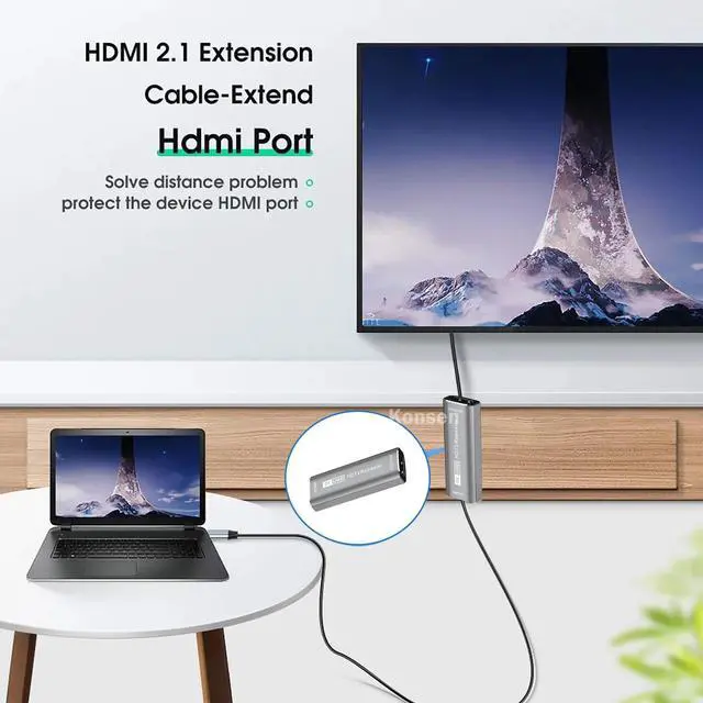 Alt view image 4 of 6 - 8K HDMI Repeater Extender 30M HDMI 2.1 Signal Booster Amplifier HDMI Female to Female Connector 8K 60HZ Video Extender Converter(Blue)