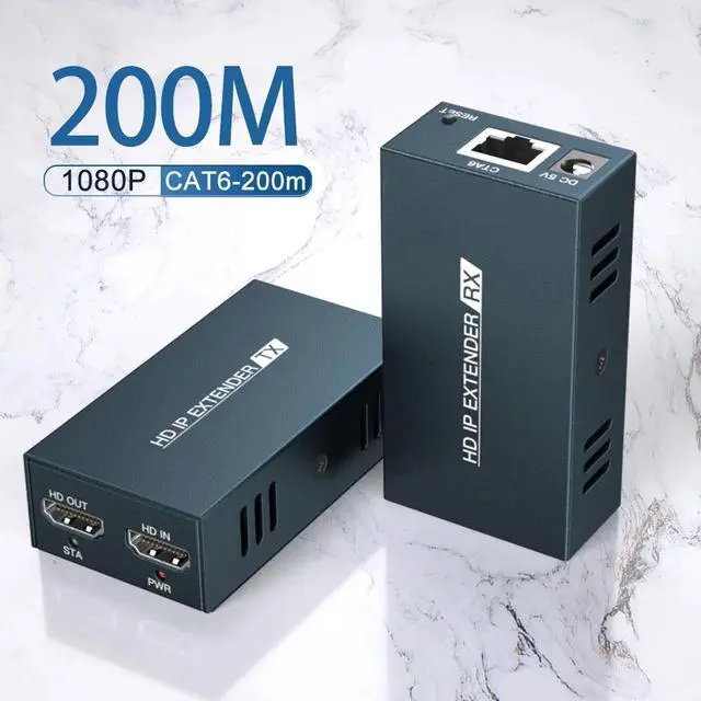 Main image of (UK Plug)(1TX and 1RX)200M HDMI Extender over IP Rj45 Cat5e/6 Cable 1080P HDMI Splitter Extender Video Tranmit Support One to Many By Ethernet Switch