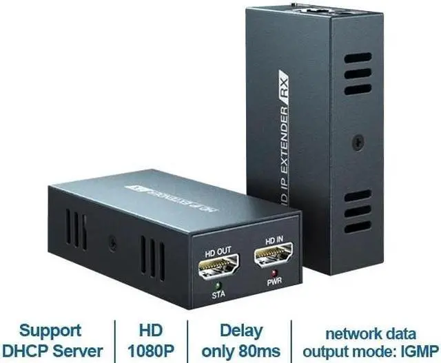 Alt view image 6 of 6 - (UK Plug)(1TX and 1RX)200M HDMI Extender over IP Rj45 Cat5e/6 Cable 1080P HDMI Splitter Extender Video Tranmit Support One to Many By Ethernet Switch
