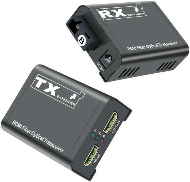 Alt view image 2 of 6 - 20Km HDMI Fiber Extender over Single SC Fiber Optical Cable 1080P HDMI to Fiber Optical Video Transceiver Extender Transmit Kit(With EU Plug)