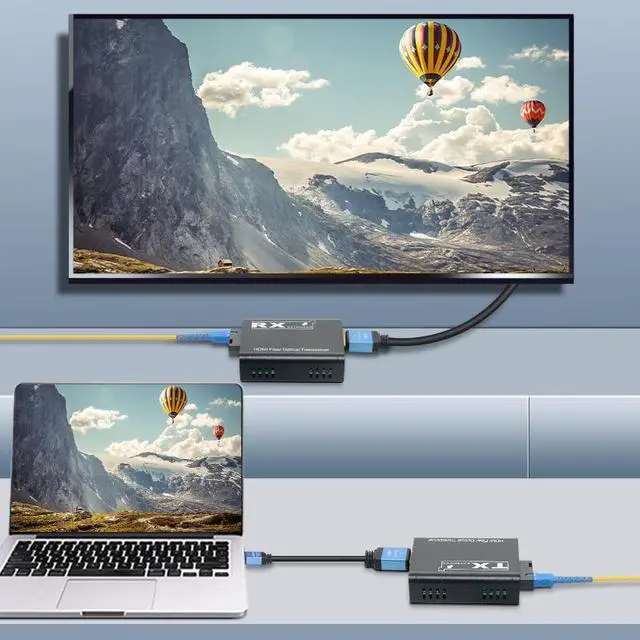 Alt view image 6 of 6 - 20Km HDMI Fiber Extender over Single SC Fiber Optical Cable 1080P HDMI to Fiber Optical Video Transceiver Extender Transmit Kit(With EU Plug)