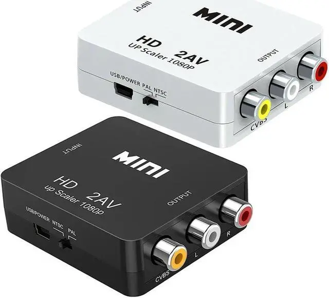 Alt view image 2 of 6 - HDMI to RCA Adapter 1080P HDMI to AV Video Audio Converter HDMI to AV RCA CVSB L/R Scaler Adapter Support NTSC PAL Output(HD2AV Black)