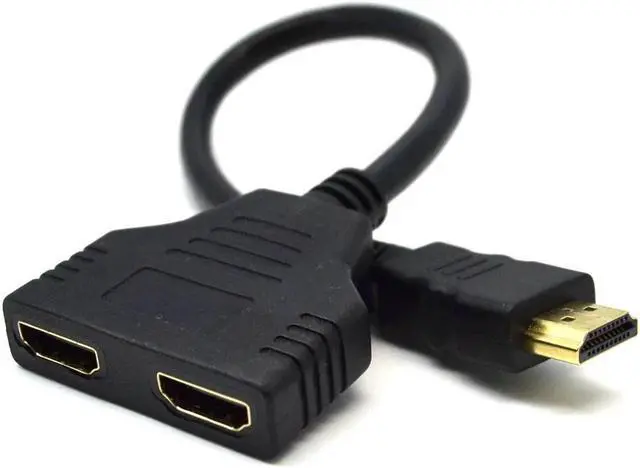 Alt view image 3 of 6 - 1080P HDMI Splitter 1x2 cable Adapter HDMI Splitter 1 in 2 HDMI Male to Dual HDMI Female Y Splitter Cable for PC Laptop Monitor