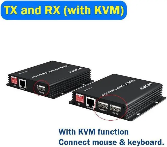Main image of (with US Plug)(TX and RX (KVM))300M IP HDMI KVM Extender over Rj45 cat5e/6 HDMI Ethernet Video Extension Muitlpoint Cascade Extender support via Network Switch