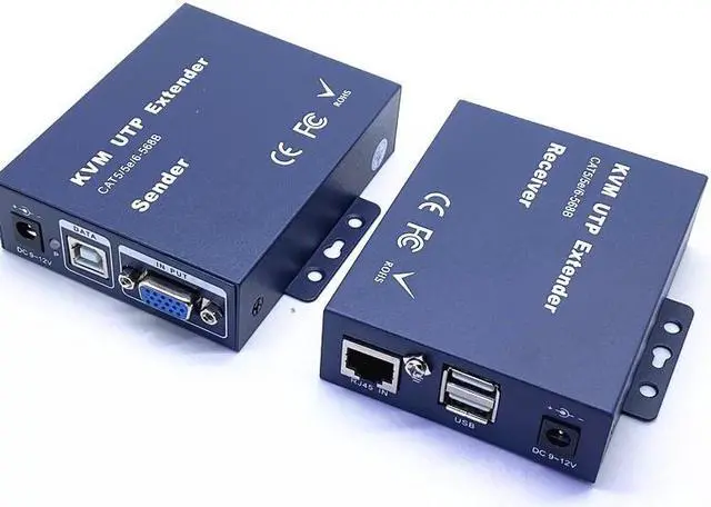 Alt view image 4 of 6 - 1080P USB VGA KVM Extender over Cat5e/6 Ethernet Cable to 100M/200M/300M VGA USB Extender Transmitter Support USB keyboard mouse(AU Plug)
(300M)