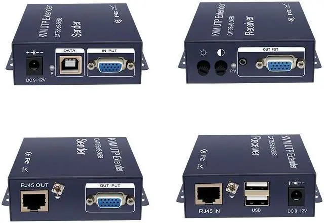 Alt view image 6 of 6 - 1080P USB VGA KVM Extender over Cat5e/6 Ethernet Cable to 100M/200M/300M VGA USB Extender Transmitter Support USB keyboard mouse(AU Plug)
(300M)