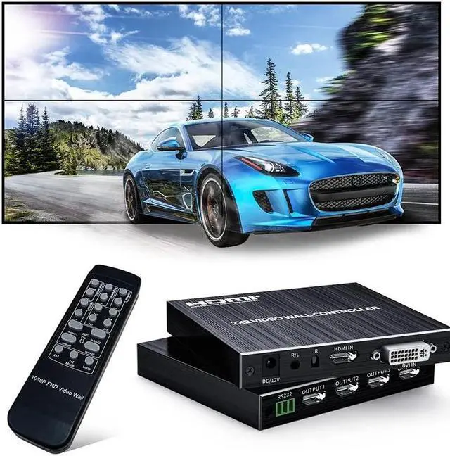 Main image of 2x2 HDMI Video Wall Controller 1080P 60Hz 1X2 1X4 1X3 2X1 3x1 Multi Video Screen Processor 4 Way TV Wall Splicer Box 180' Flip(With EU Plug)