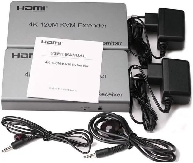 Main image of 4K HDMI KVM Extender 120M HDMI USB KVM Extender over Ethernet Rj45 Cat6/7 Cable Support Keyboard Mouse for PC DVR Touch Screen(AU Plug)
(TX and RX)
