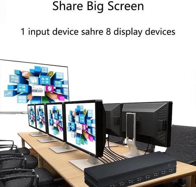 Alt view image 6 of 6 - 4K 30Hz HDMI Splitter 1 in 8 out HDMI Distributor Splitter 1x8 Video Audio Converter 1080P for Laptop PC PS4 DVD to 8 TV Monitor(with US Plug)