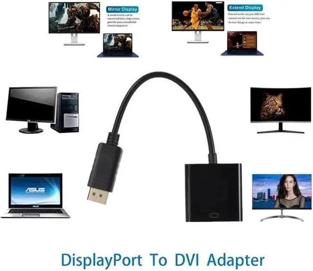 Alt view image 3 of 6 - 1080P DP to DVI Adapter DisplayPort Display Port to DVI Cable Adapter Converter Male to Female for PC Monitor Projector Displays