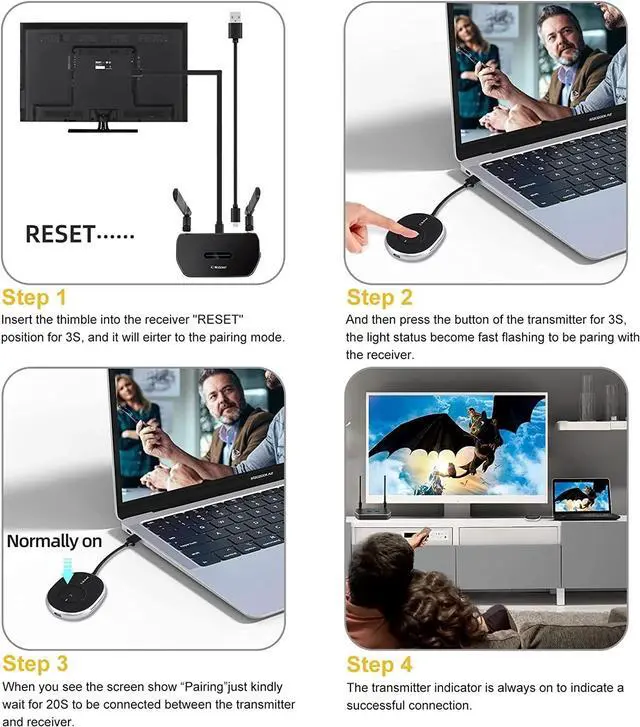 Alt view image 6 of 6 - (Only RX)4K Wireless HDMI Extender Transmitter Kits Full HD 4K 30Hz 5GHz 50M Wireless HDMI Display Dongle for TV Stick Monitor Projector