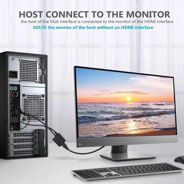 Alt view image 4 of 6 - VGA Male to HDMI Female Adapter 1080P Full HD VGA to HDMI cable Converter with Audio for PC Laptop Game Player TV Projector