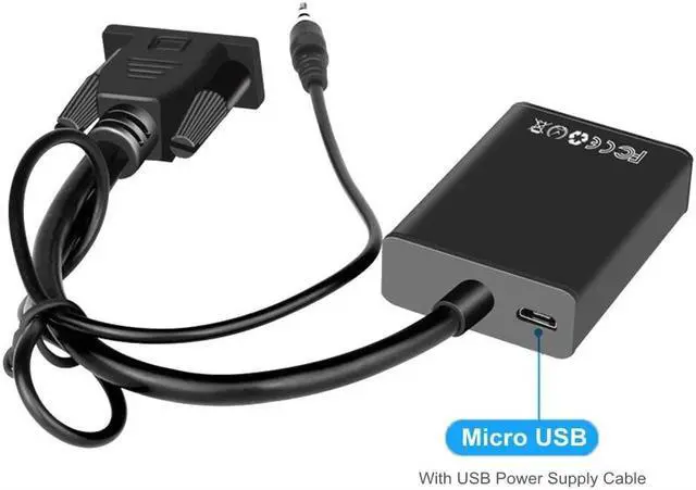 Alt view image 5 of 6 - VGA Male to HDMI Female Adapter 1080P Full HD VGA to HDMI cable Converter with Audio for PC Laptop Game Player TV Projector