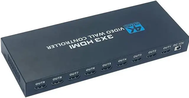 Alt view image 6 of 6 - 3X3 Video Wall Controller 4K HDMI DVI TV Wall Controller Processor 3x3 2x3 2x4 4x2 LCD 9 Screen Splicing Splicer Box with RS232(UK plug)