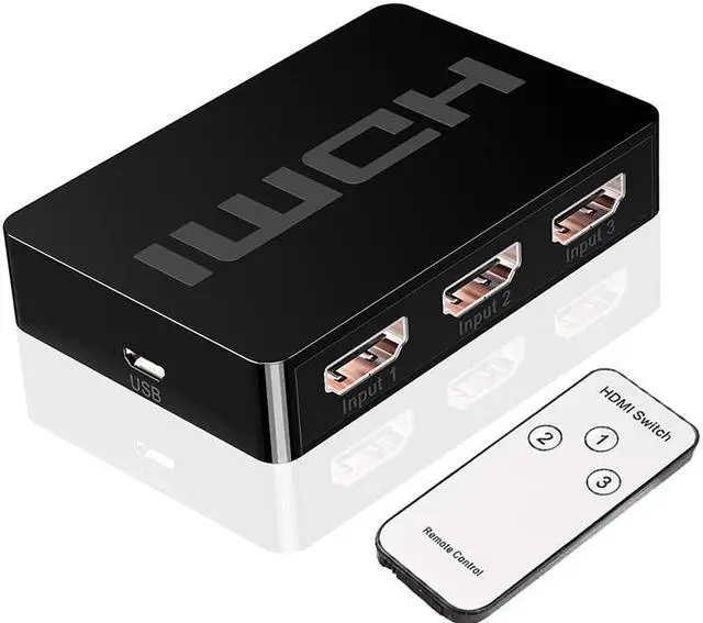 Main image of HDMI Switch 3 in 1 Out 1080P HDMI Switcher Splitter 3x1 HDMI Switch Box Hub with Remote for Monitor Switch HDTV PC PS4 Projector