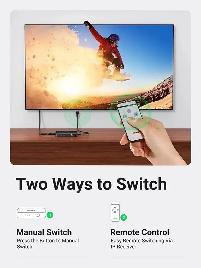 Alt view image 5 of 6 - HDMI Switch 3 in 1 Out 1080P HDMI Switcher Splitter 3x1 HDMI Switch Box Hub with Remote for Monitor Switch HDTV PC PS4 Projector
