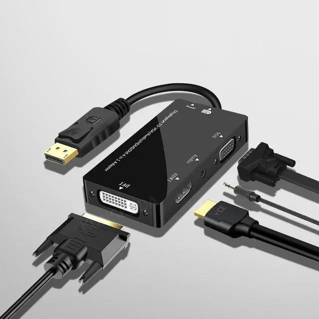 Alt view image 2 of 6 - (DP to 3 in 1)Displayport Male to DVI HDMI VGA Audio Female Adapter DP to HDMI Display Port to VGA Cable Converter For PC Projector TV Monitor