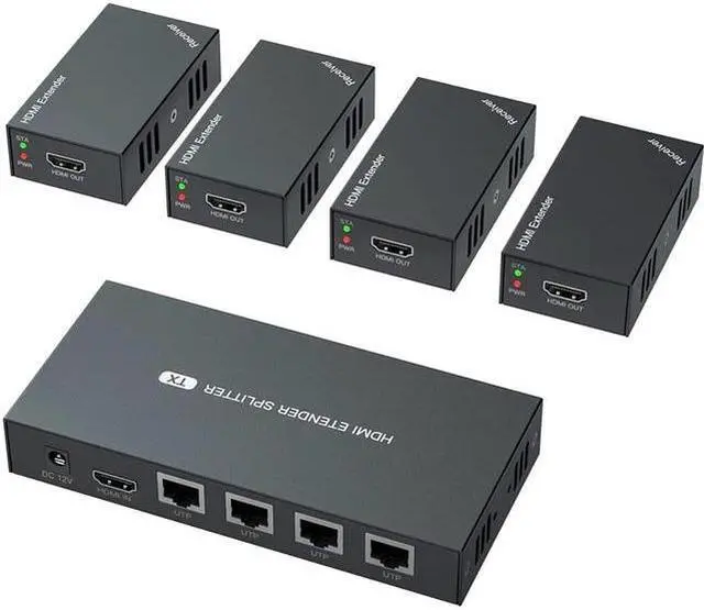 Main image of (AU Plug)(One TX and Four RX)4 Port HDMI Splitter Extender 50M 1x4 HDMI Ethernet Extender Video Distributor Extension Transmitter Over Rj45 CAT6/CAT7 Cable