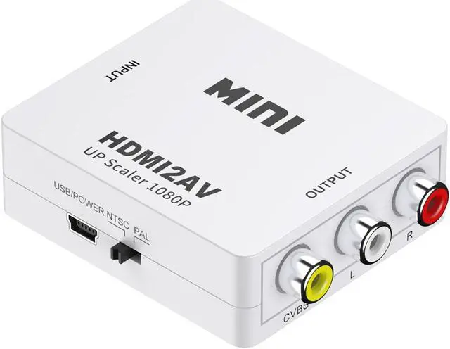 Main image of Mini HDMI to VGA Adapter VGA to HDMI 1080P AV to HDMI with Audio out Converter HDMI to AV AV/CVBS,VGA to AV,RVA to VGA Converter(HDMI to AV-White)