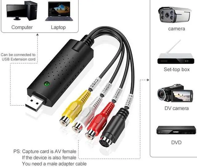 Alt view image 3 of 6 - USB2.0 VHS to DVD Converter Convert Analog Video To Digital Format Audio Video DVD VHS Record Capture Card quality PC adapter