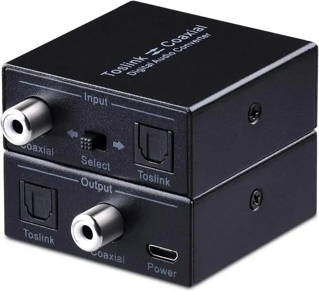 Main image of Bi-directional Digital Audio Converter Optical to Coax Optical SPDIF Toslink to Coaxial and Coaxial to Optical Swticher Adapter