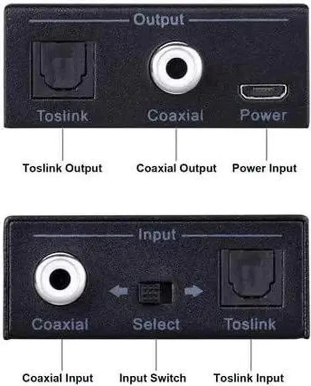 Alt view image 3 of 6 - Bi-directional Digital Audio Converter Optical to Coax Optical SPDIF Toslink to Coaxial and Coaxial to Optical Swticher Adapter