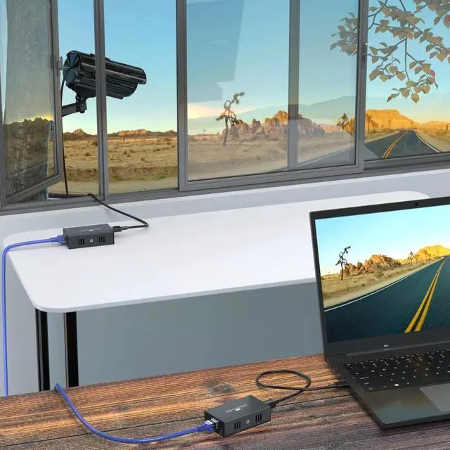 Alt view image 6 of 6 - USB2.0 Extender over cat5e/6 cable 50M USB to Rj45 UTP Extension Transmitter 4-port USB2.0 HUB for Webcam Printer Keyboard Mouse(With US Plug)