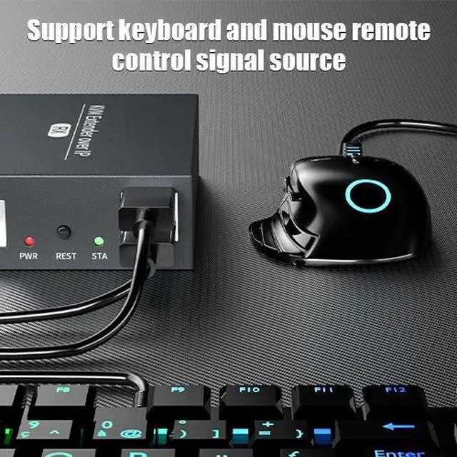 Alt view image 5 of 6 - (UK Plug)(One TX and One RX)HDMI KVM Extender Over IP via RJ45 cable to 150M HDMI USB Ethernet Extender By UTP/TCP Network Switch Support USB Keyboard Mouse