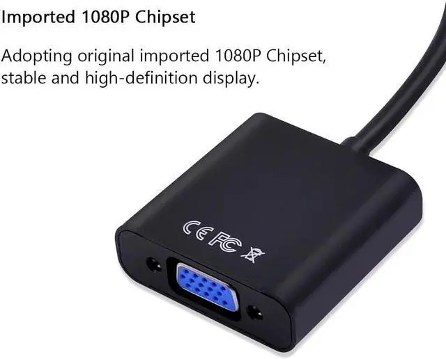 Alt view image 5 of 6 - Micro HDMI Input to VGA Output Connector Micro HDMI to VGA Cable Adapter 1080P for Camera Laptop PC HDTV PS4 Projector TV