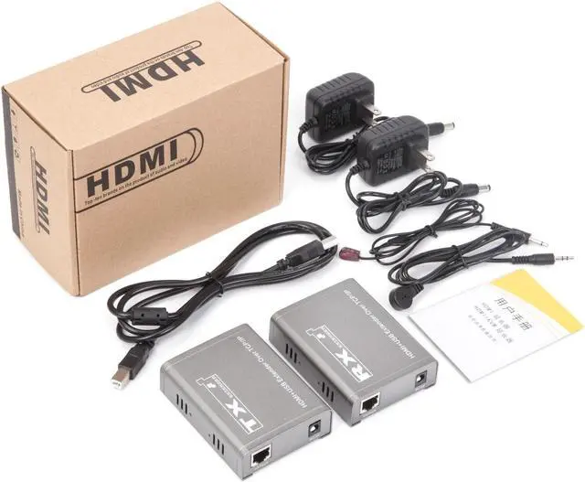 Alt view image 6 of 6 - (US Plug)(One RX)200M HDMI KVM Extender Over UTP/TCP Rj45 Cat5e/6 1080P HDMI USB Ethernet Extender Support Via Network Switch USB Mouse keyboard