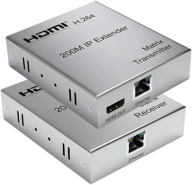 Main image of (EU Plug)(1 TX and 1 RX)200M HDMI Extender over IP Ethernet Cat6 HDMI Matrix Extender Support Many Transmitter to Many Receiver Through Network Switch