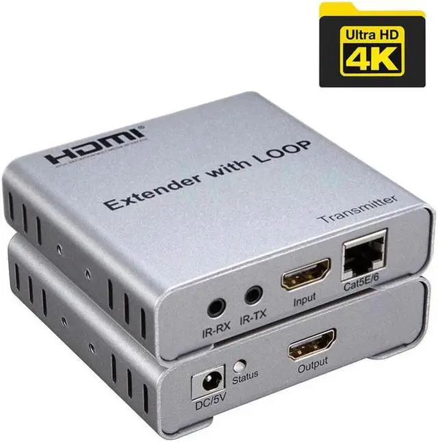 Alt view image 2 of 6 - 4K 100M HDMI Extender with Local Loop out over CAT5E/6 RJ45 Ethernet Cable HDMI to Rj45 Transmitter for Laptop PC To TV Monitor(US Plug)
