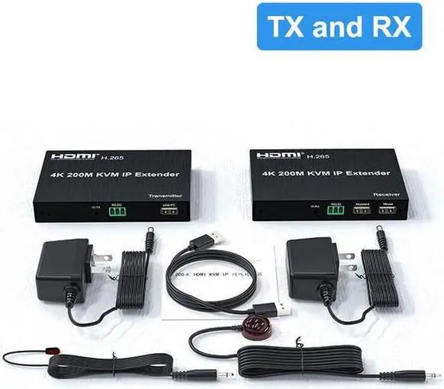 Main image of (with AU Plug)(1 TX and 1RX)4K 200M HDMI IP KVM Extender over Cat5e/6 HDMI KVM Matrix Extender with USB by Network Switch one to many Support Mouse Keyboard