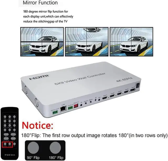 Alt view image 5 of 6 - 4K 5x9 HDMI Video wall controller 2x2 3x3 Multi Screen Processor Horizontal Vertical Splicer 90 180° Rotate PIP with Multiviewer(AU Plug)
