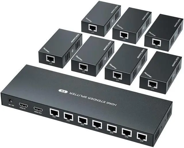 Main image of 50M HDMI Splitter Extender 1 in 7 out over Cat6 Cable 1080P HDMI Rj45 Extende 1x4 Video Distributor Extender Multiple Receivers(AU Plug)
(One TX and seven RX)