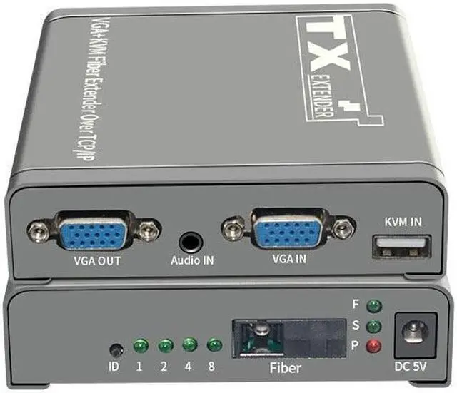 Alt view image 4 of 6 - (US Plug)(one TX and one RX)20Km VGA KVM Fiber Extender Over SC Fiber Optical Cable 1080P VGA USB Fiber Extender Transceiver Kit Support USB Keyboard Mouse