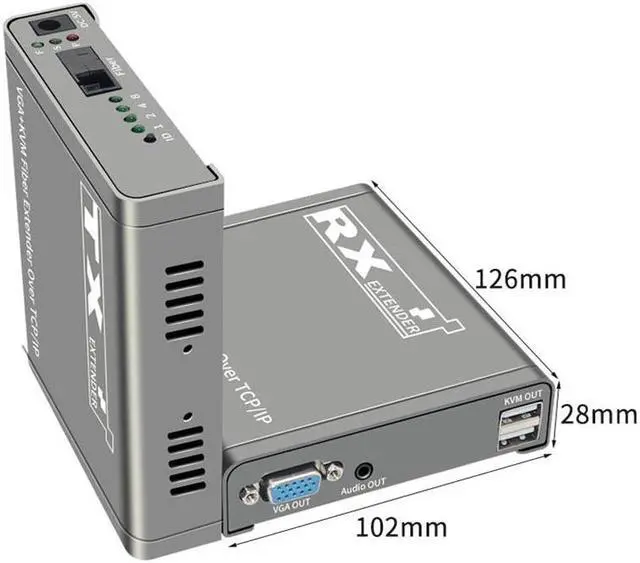 Alt view image 6 of 6 - (US Plug)(one TX and one RX)20Km VGA KVM Fiber Extender Over SC Fiber Optical Cable 1080P VGA USB Fiber Extender Transceiver Kit Support USB Keyboard Mouse