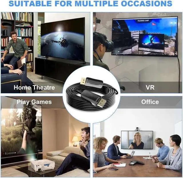 Alt view image 6 of 6 - 8K DisplayPort Fiber Cable DP 1.4 Fiber Optical Cablle 8K@60Hz 4K@144Hz HDR High Speed 32.4Gbps Fiber DP to DP Cable(15M)