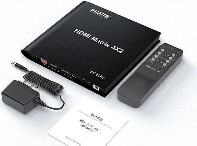 Main image of 4K 120Hz HDMI Matrix 4x2 8K 60Hz Matrix HDMI 2.1 Switch Splitter 4 in 2 out HDR HDCP2.3 Dual Display for PS4/5 PC TV Projector(EU Plug)