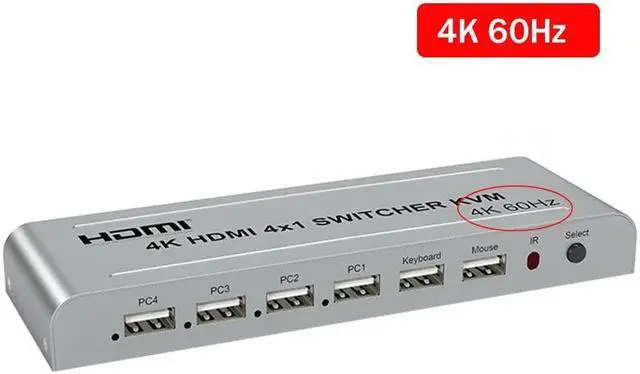 Main image of 4K 60Hz HDMI KVM Switcher 4X1 For USB Keyboard Mouse Switch 4 in 1 out 4K 30Hz HDMI USB Switch for PC Computer TV HDTV Projector(USB Power Cable)
(4K 60Hz)