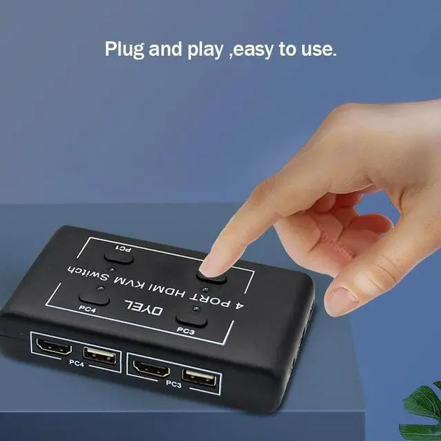 Alt view image 6 of 6 - 4K HDMI KVM Switch 4 Port USB KVM HDMI Switcher 4x1 4K 30HZ USB HDMI KVM Switch box For Keyboard Mouse Printer PC To TV Monitor