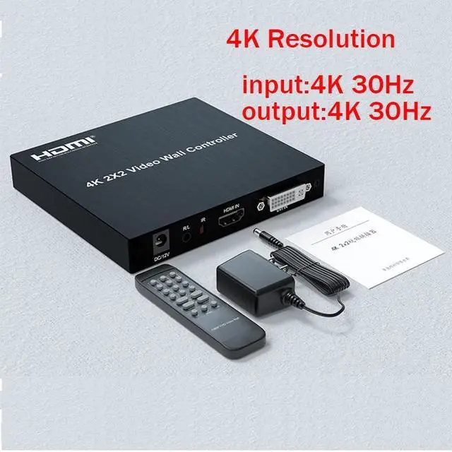 Main image of 4K 2x2 HDMI Video Wall Controller HDMI TV Wall Processor 1080P 60Hz 1X2 1X4 1X3 2X1 3x1 4X1 Video Stitching Processor Splicer(With US Plug)
(4K 30Hz)