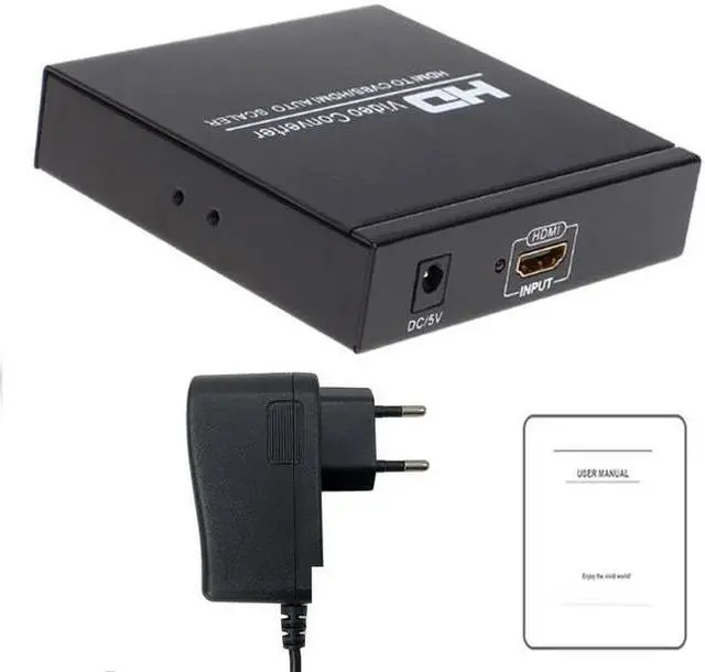 Main image of HDMI to HDMI + AV Converter 1080P HDMI to 3RCA CVBS AV Composite Video Audio Scaler Adapter for Monitor TV Projector Camera(With EU Plug)