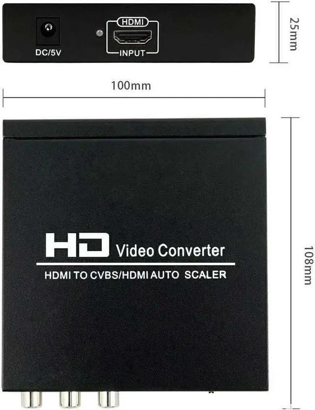 Alt view image 5 of 6 - HDMI to HDMI + AV Converter 1080P HDMI to 3RCA CVBS AV Composite Video Audio Scaler Adapter for Monitor TV Projector Camera(With UK Plug)