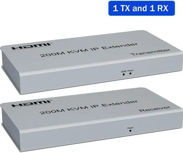 Main image of (with US Plug)(1 TX and 1 RX)200M HDMI KVM Extender over Rj45 Cat5e/6 1080P HDMI USB Extender one to many Transmit via Network Switch Support Mouse Keyboard