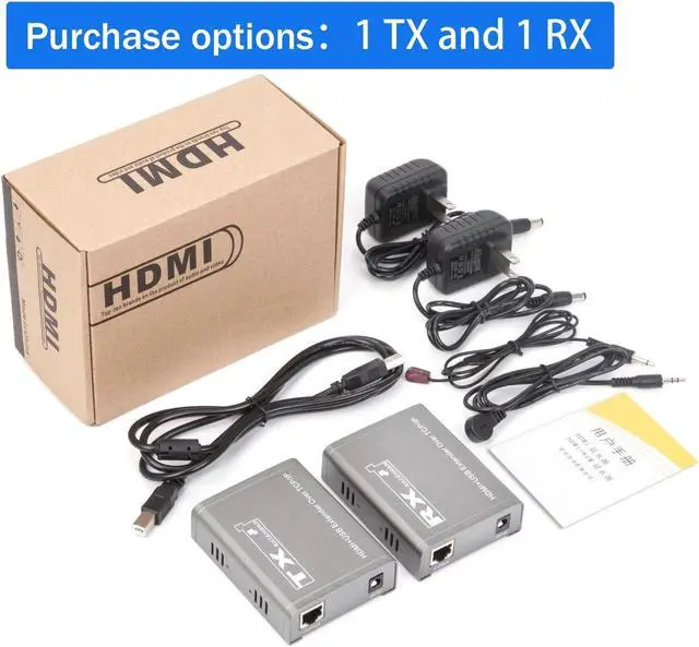 Alt view image 6 of 6 - (US Plug)(1 RX only)HDMI KVM Extender over IP UTP/STP Cat5e/6 200M HDMI USB Extender Support 1 TX To Multi RX Via Ethernet Switch for Mouse Keyboard