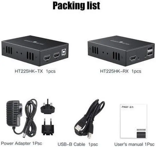 Main image of HDMI USB KVM Extender 50M 1080P HDMI USB Extension Transmit over Cat5e/6 Ethernet Cable with POC Power Supply USB Mouse Keyboard(US Plug)